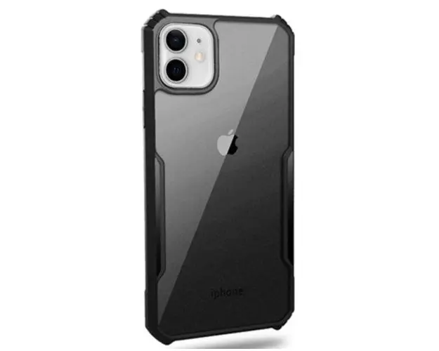 Protectie Spate Just Must Selected JMHSIXIIMBK pentru Apple iPhone 12 mini (Transparent/Negru)