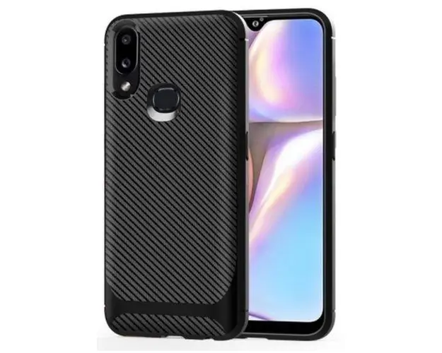 Protectie Spate Lemontti Carbon Fiber Texture Shockproof EDA00353303A pentru Samsung Galaxy A20 / A30 (Negru)