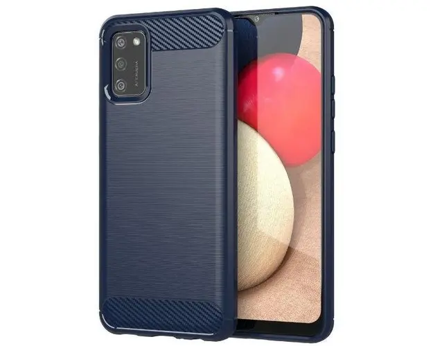 Protectie Spate Lemontti Carbon Case Flexible LEMCCFA02SAB pentru Samsung Galaxy A02s (Albastru)
