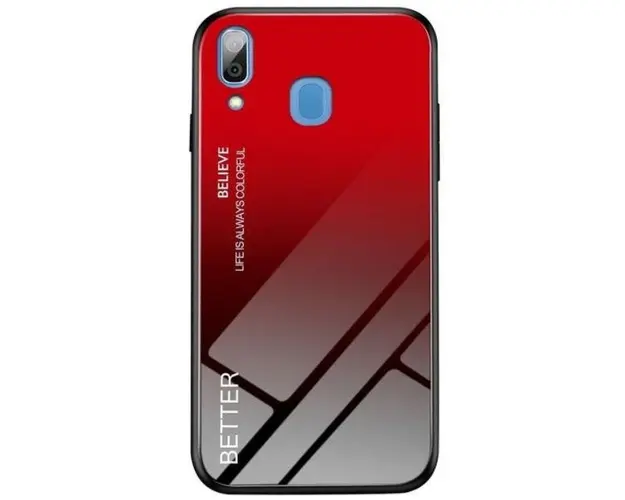 Protectie Spate Lemontti Glass Case EDA00077605E pentru Samsung Galaxy A30 (Negru/Rosu)
