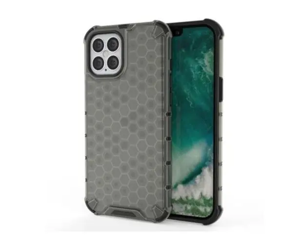 Protectie Spate Lemontti Honeycomb SYA001131301D pentru Apple iPhone 12 / 12 Pro (Gri)