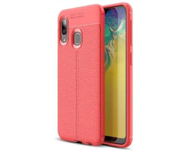 Protectie Spate Lemontti Litchi SAS3549R pentru Samsung Galaxy A20e (Rosu)