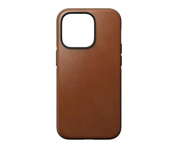 Protectie spate Nomad Modern Leather MagSafe pentru Apple iPhone 14 Pro Max (Maro)