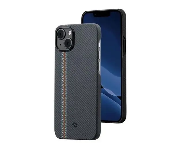 Protectie Spate Pitaka MagEZ 3 Aramida pentru Apple iPhone 14 Plus (Albastru)