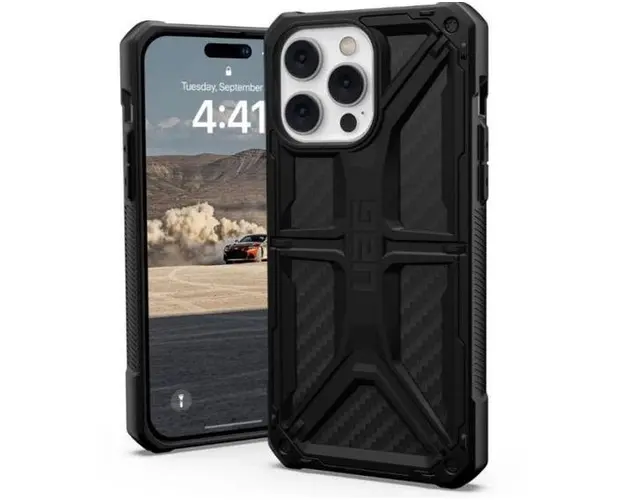 Protectie spate UAG Monarch Carbon Fiber pentru Apple iPhone 14 Pro Max, Magsafe (Negru)