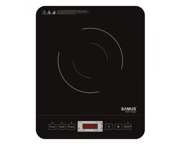 Plita electrica vitroceramica cu inductie Samus PSVFI-11BG2, 2000 W, 8 trepte, control tactil, temporizaotor (Negru)
