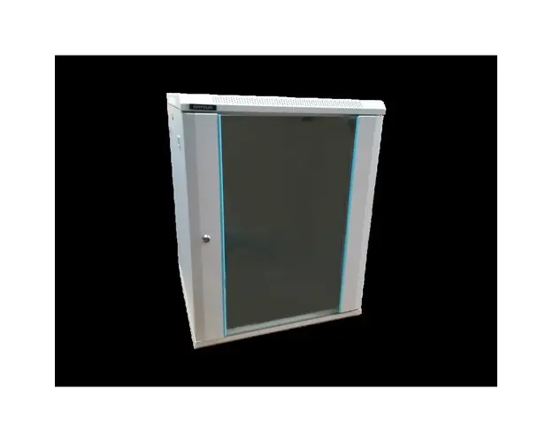 Rack 18U 600x600 DATEUP RAL 7035, montare pe perete, usa din sticla, panouri laterale detasabile si securizate, dezasamblat