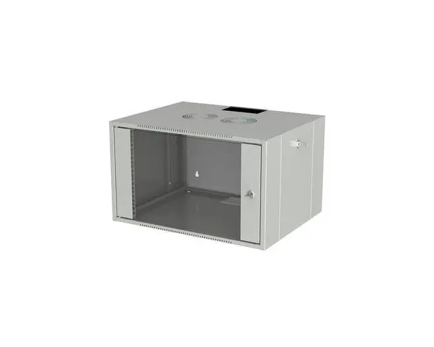 Rack 19'' 12U 580x450 DECKRO seria D-WALL META, de perete, dezasamblat, usa fata sticla, laterale detasabile, 60kg