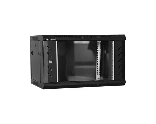 Rack 4U 600x450 DATEUP RAL 9004, montare pe perete, usa din sticla, panouri laterale detasabile si securizate , asamblat