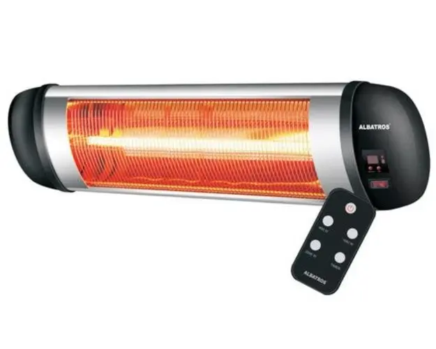Radiator Electric Albatros RFC-2500AT Infrarosu de Perete, 3 trepte de putere 850W / 1650W / 2000W, Grad protectie IP34, Lampa cu fibra din carbon, Temporizator 1-24 ore, Carcasa din aluminiu, Grilaj din inox