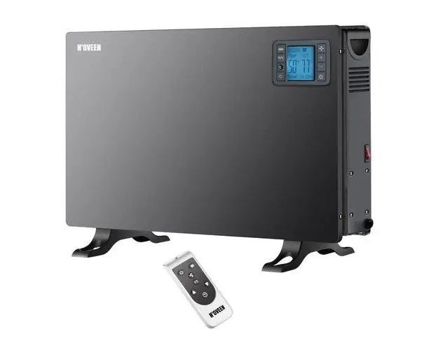 Radiator electric Noveen CH7100, LCD Smart, 2000 W, 3 trepte de putere, termostat reglabil si telecomanda (Negru)