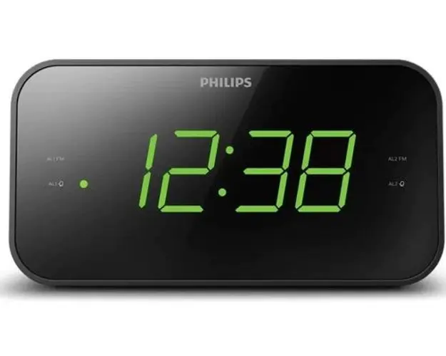 Radio cu ceas Philips TAR3306/12, FM, afisaj LED, alarma dubla, snooze, 20 posturi presetate (Negru)