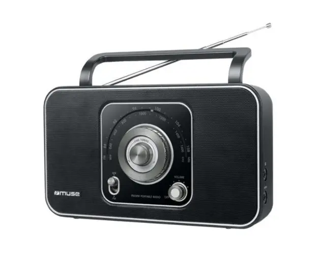 Radio portabil MUSE M-069 R, FM/MW, antena telescopica, maner de transport, tuner analogic (Negru)