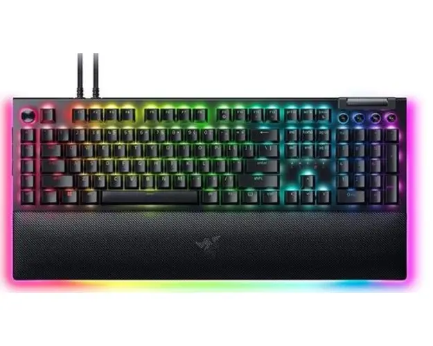 Tastatura Gaming Mecanica Razer BlackWidow V4 Pro, iluminare RGB, Cu fir, Suport incheietura, Yellow Switch, Layout US (Negru)