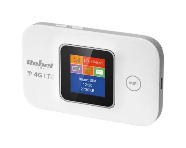 Modem MI-FI 4G LTE REBEL RB-0701, slot microSD, slot micro SIM, port microUSB, Ecran LCD 1.44” (Alb)
