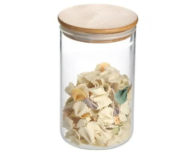 Recipient de sticla borosilicata FLAVOUR pentru alimente, cu capac bambus, 380 ml, Studio Casa