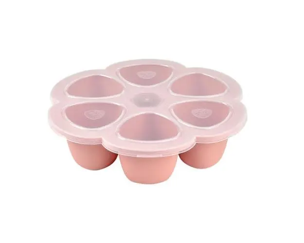 Recipient ermetic silicon multiportii Beaba Old Pink, 6x90 ml (Roz)