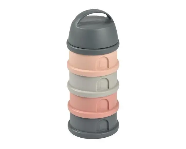 Recipient lapte praf 4 compartimente Beaba Mineral Grey/Pink