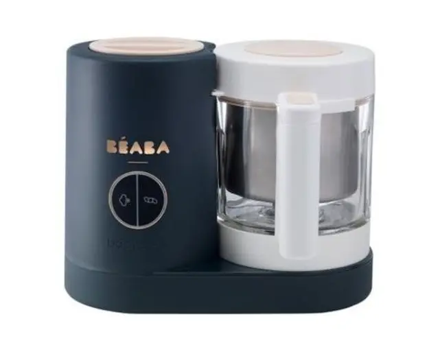 Robot Beaba Babycook Neo Night Blue compatibil cu aplicatia Beaba & Me (Alb/Albastru)