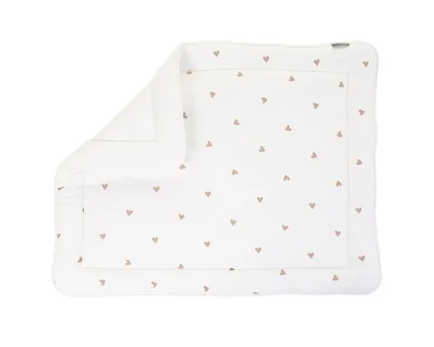 Salteluta de joaca Childhome Jerse/Muselina, 75x95 cm, Inimioare (Alb/Rosu)