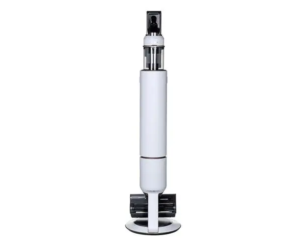 Aspirator vertical Samsung Bespoke Jet Plus Pet VS20B95823W, 580 W, 0.5 l, Afisaj LCD, Autonomie 60 minute, Aspirare Multi Ciclonica, 25.2 V (Alb/Negru)