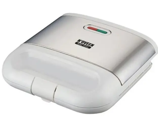 Sandwich maker Noveen SM451 Ceramic INOX, 800 W, Placi ceramice, Carcasa Inox (Alb/Argintiu)
