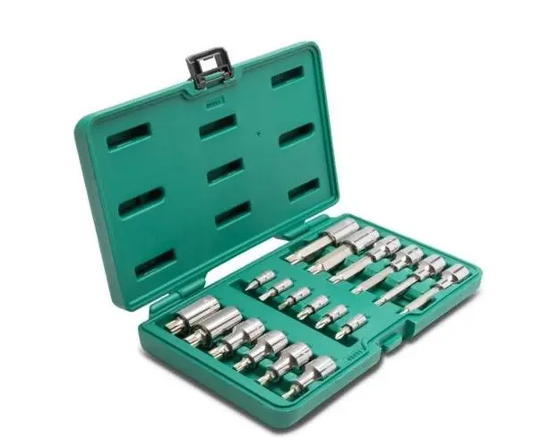Trusa capete chei tubulare Sata ST09051SJ, 1/4inch, 1/2inch, 18 piese (Verde)