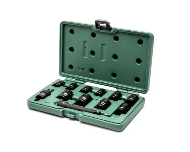 Set capete cheie tubulara Sata 1/2inch, 6p, 10-24 mm, 12 piese (Verde)