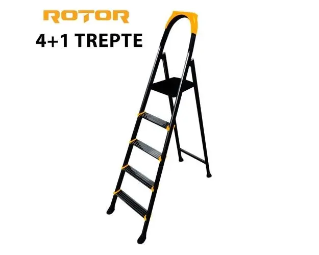 Scara Metalica Pliabila Rotor, 4+1 Trepte (Negru)