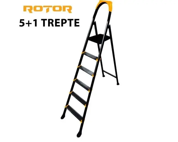 Scara metalica pliabila Rotor, 5+1 Trepte (Negru)
