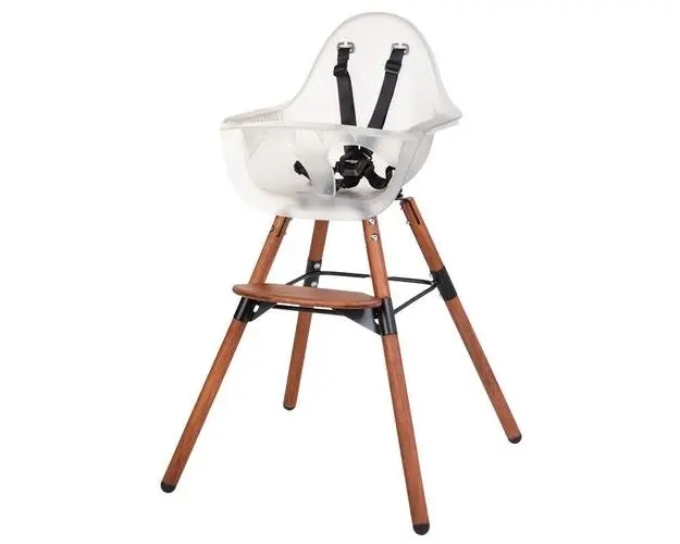 Scaun de masa reglabil in inaltime Childhome Evolu 2 Natural inchis/Alb transparent