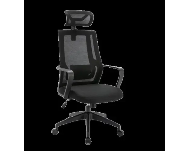 Scaun Serioux office Shark, greutate maxima suportata 150 kg, piston cu gaz clasa 4, manere fixe, tetiera reglabila, baza stea cu 5 picioare, Negru
