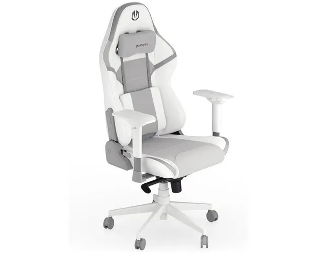 Scaun gaming Endorfy Scrim Onyx, Piele/Textil, Suport lombar din spuma cu memorie, Ajustare brate 4D, Sarcina maxima 120 kg (Alb/Gri)