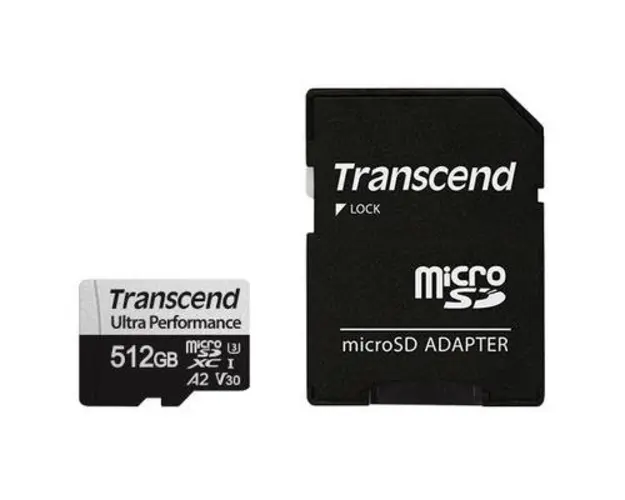 Card de memorie Transcend 340S, 512GB, microSDXC, UHS-I U3, V30, A2, Adaptor SD inclus