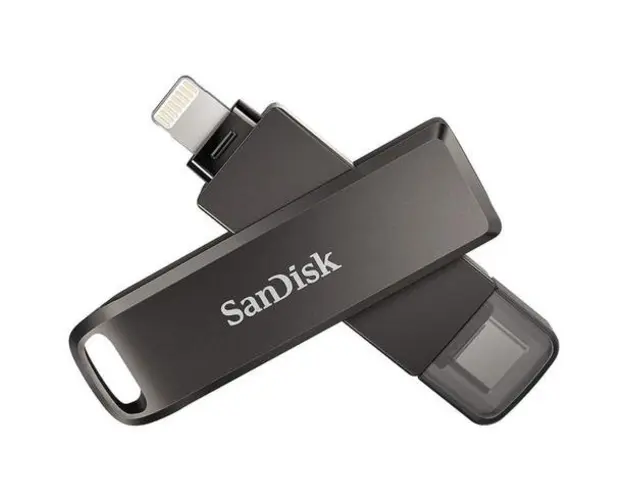 Stick USB SanDisk iXpand Flash Drive Luxe, 128GB, USB TYPE-C 3.0, Lightning 3.2 (Negru)