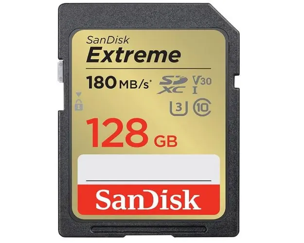 Card de memorie SanDisk Extreme SDXC, 128GB, UHS-I U3, Clasa 10, V30
