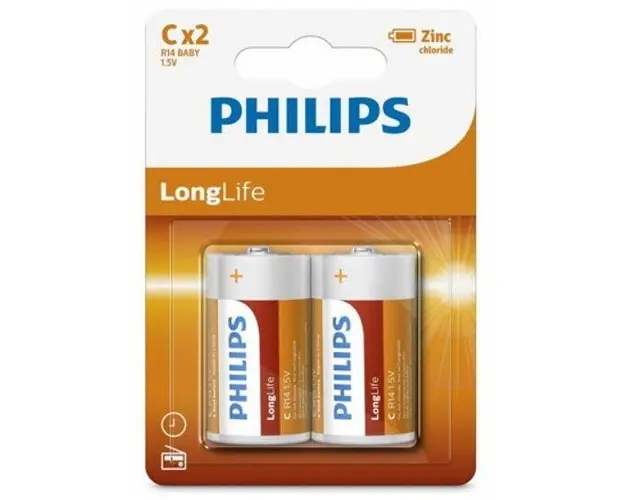 Set 2 Baterii LONGLIFE R14 C BLISTER PHILIPS