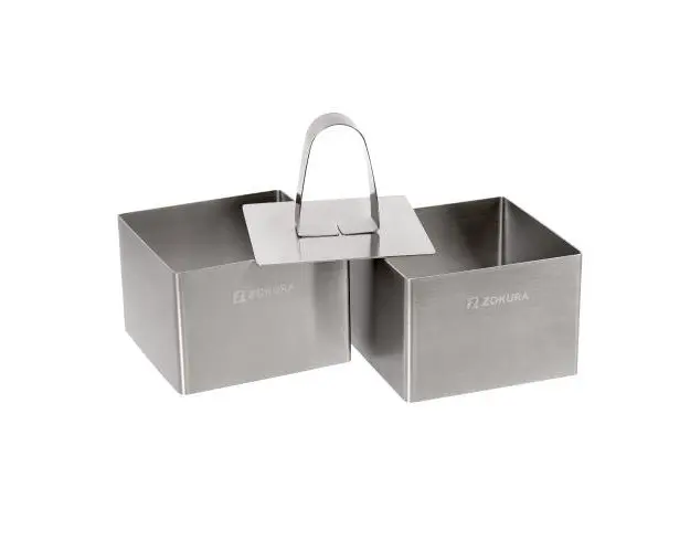 Set 2 forme decorare patrate si presa, inox, 7x7x5cm - Zokura