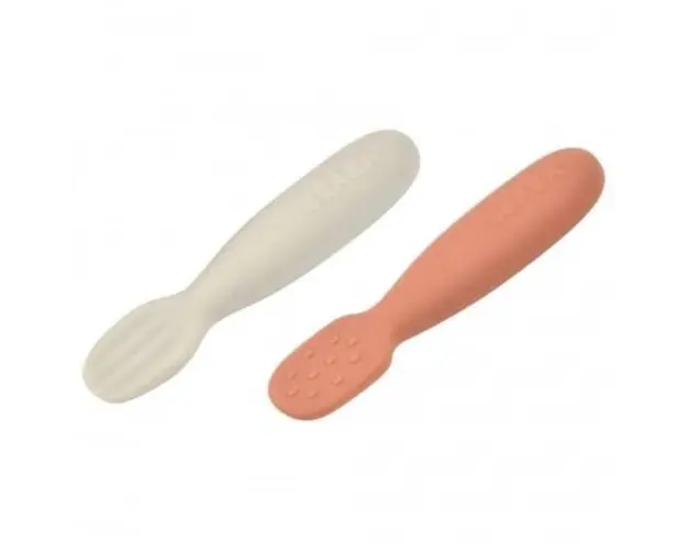 Set 2 linguri silicon Beaba Terracotta Velvet Grey