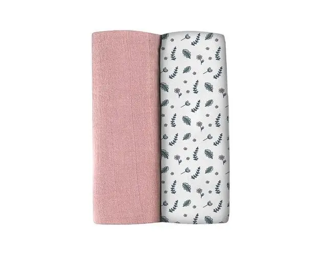 Set 2 Museline Beaba bumbac 120x120 cm Bridal Pink/Flowery Countryside