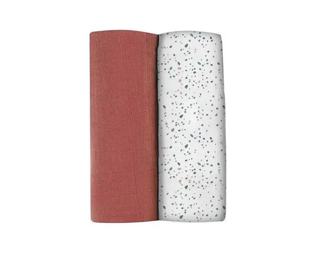 Set 2 Museline Beaba bumbac 120x120 cm Hot Sauce/Terrazzo