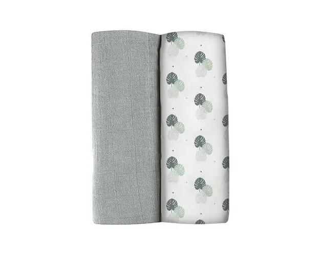 Set 2 Museline Beaba bumbac 120x120 cm Mirage Grey/Jungle