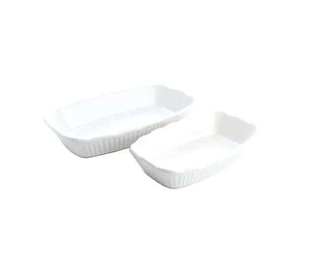 Set 2 Platouri Aperitive Studio Casa SRM589, 31 cm x 17cm, 23 cm x 14 cm, ceramica termorezistenta pentru cuptor, Alb