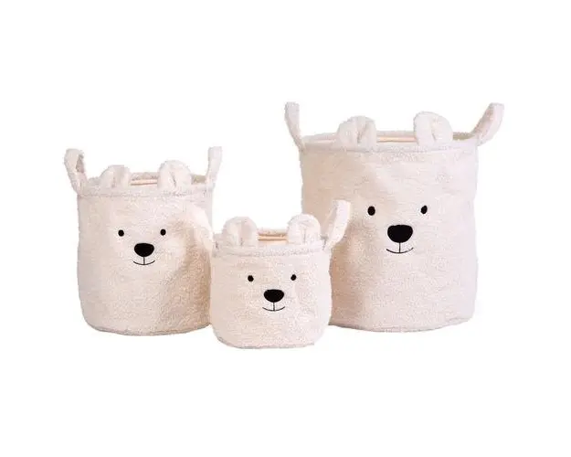 Set 3 cosuri depozitare Childhome Teddy Alb