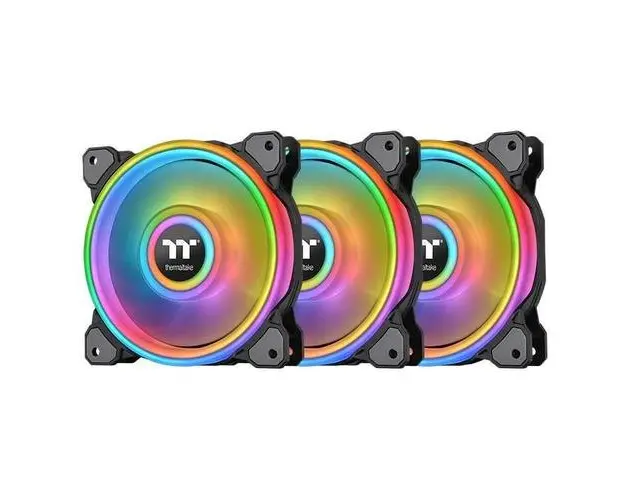 Set 3 ventilatoare Thermaltake Riing Quad 12, 120mm, iluminare ARGB