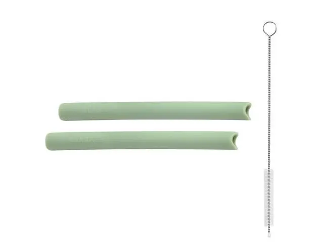 Set accesorii pentru cana de antrenament cu pai din silicon Beaba Sage Green