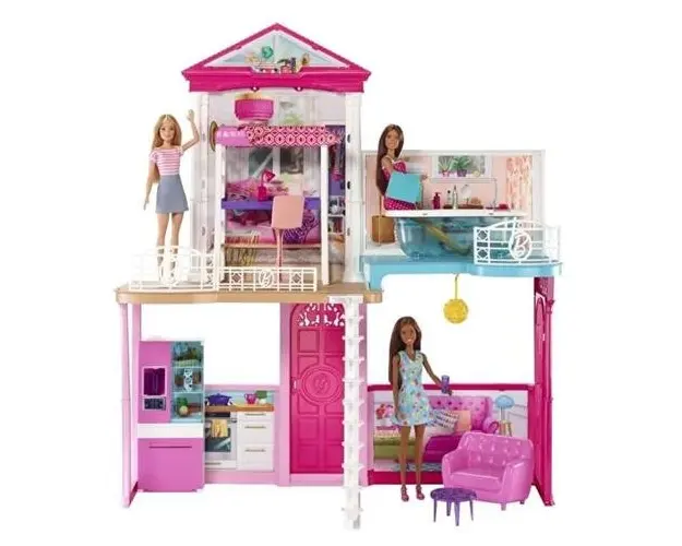 Set Barbie - Casa Barbie cu mobilier si accesorii si 3 papusi incluse