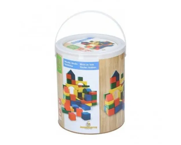 Set constructie din lemn Marionette forme geometrice, 100 piese