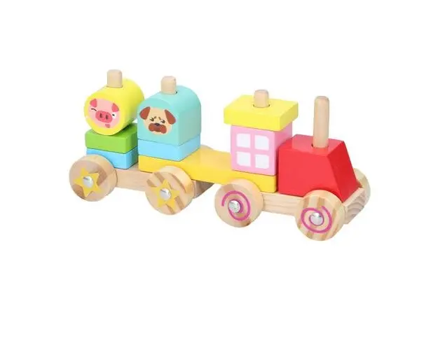 Set constructie din lemn Marionette Tren 11 piese