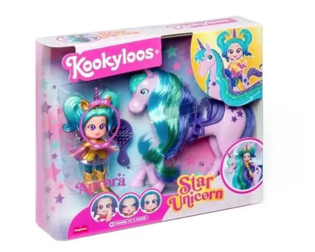 Set de joaca cu papusa Kookyloos Aurora si Star Unicorn